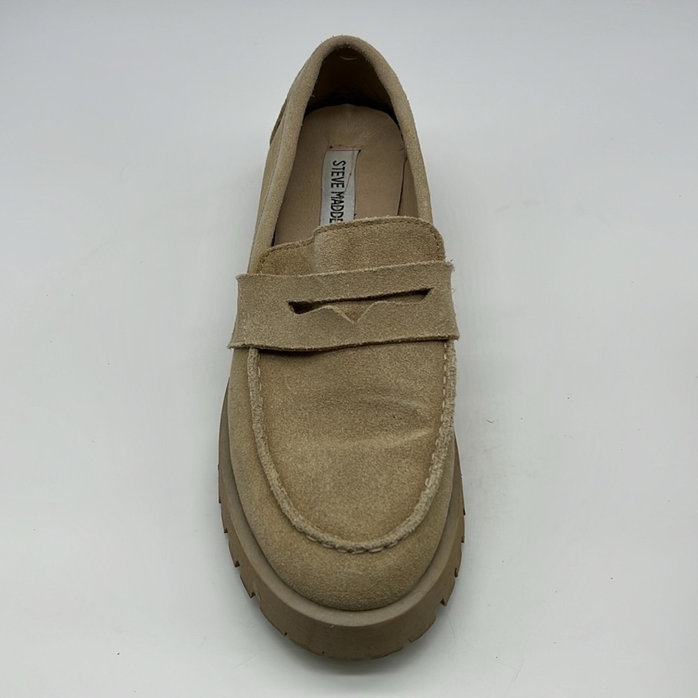 Steve Madden - Lila Taupe Suede Slip On Rounded Close Toe Chunky Loafer Size 8.5 - Picture 3 of 13